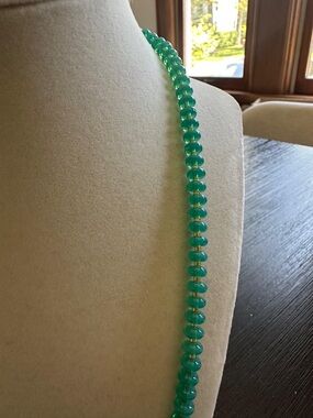 Green Glass Bead Necklace - Women Jewelry